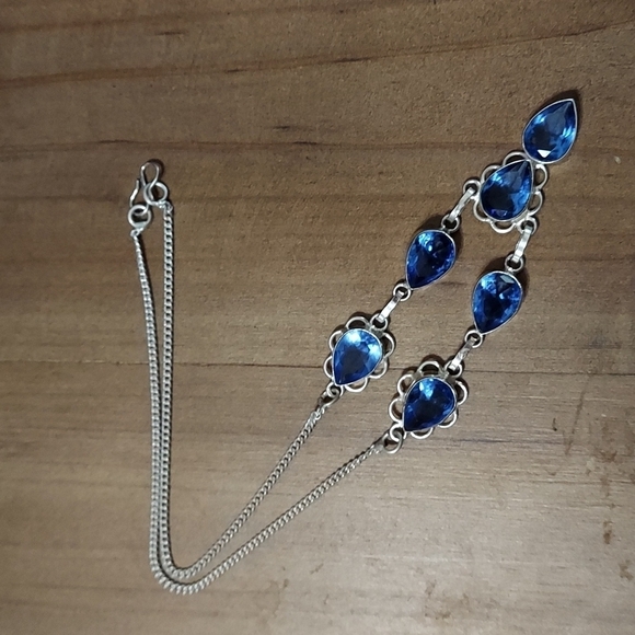 BLUE Topaz Sterling Silver Necklace - Picture 1 of 6
